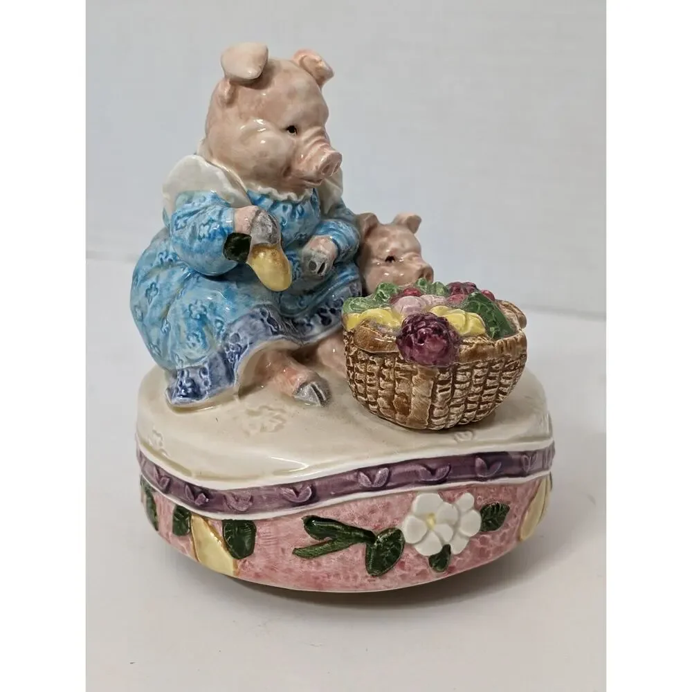 OTAGIRI Japan Pig & piglet Music Box Edith Collection Make Someone Happy